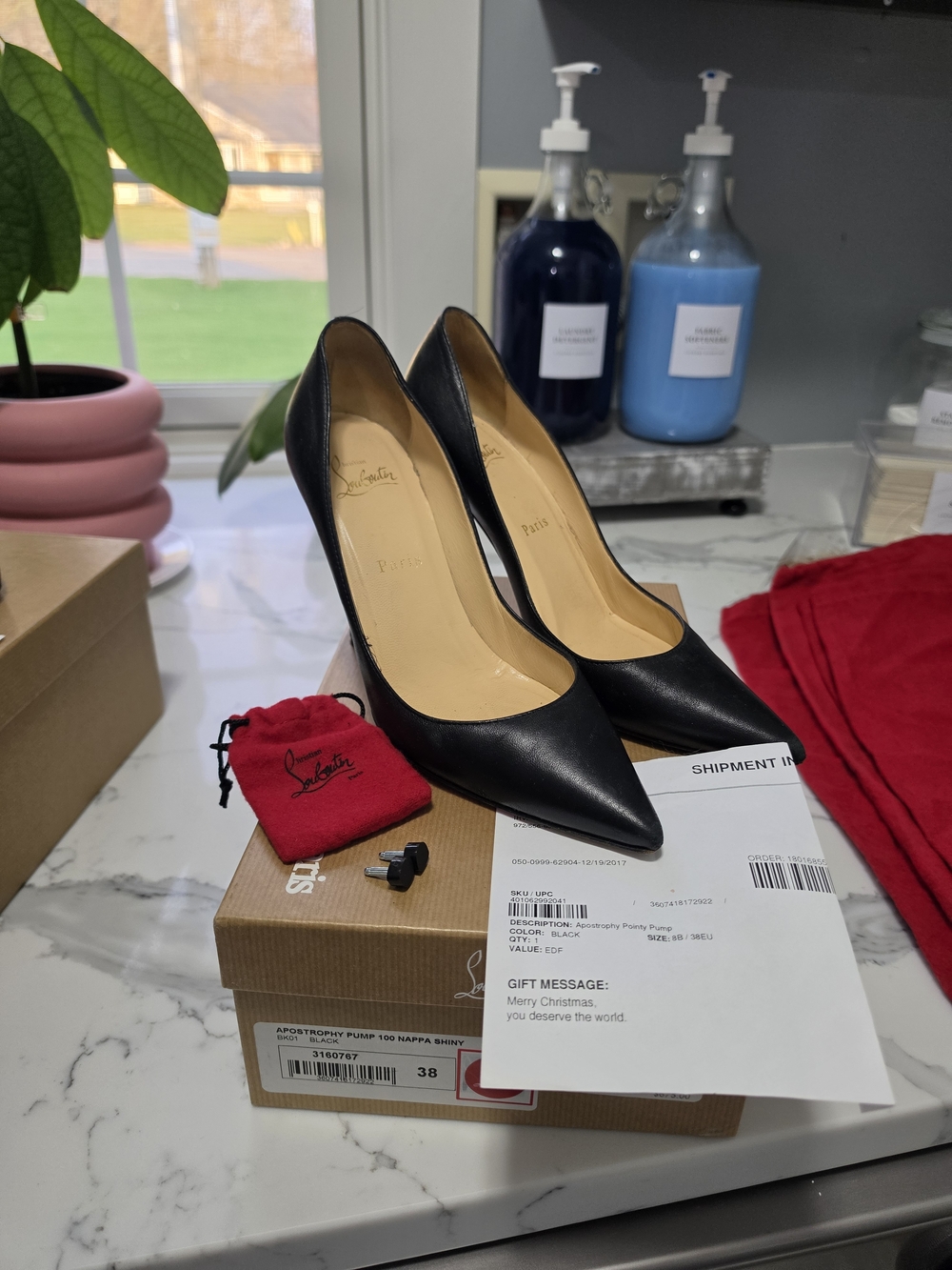 Christian Louboutin Black Pointed Leather Pumps
